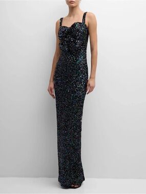Black Halo Milayla Sequin Bow Gown
